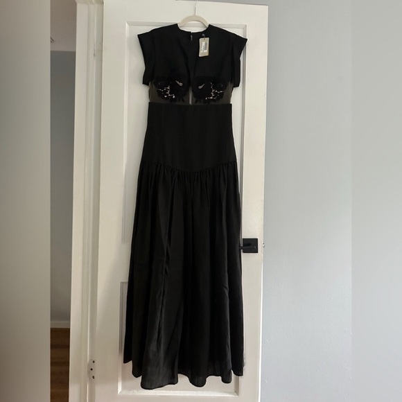 Silvia Tcherassi Hanane maxi gown black Dress with floral embroidery size small - Picture 6 of 10